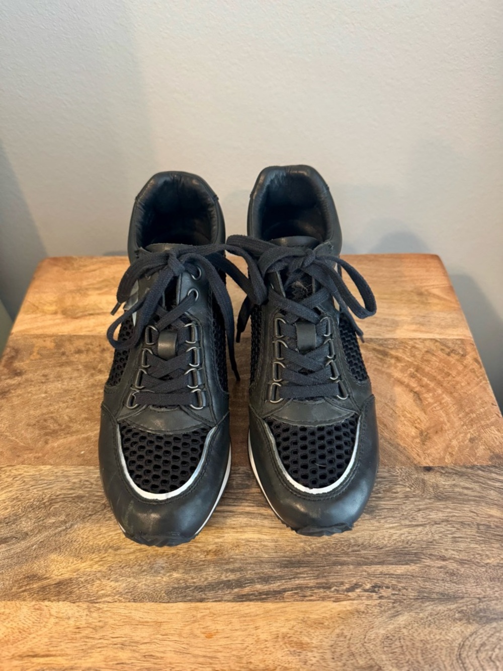 Ash Women's Diamond Black Mesh & Leather Lace-Up Sneakers